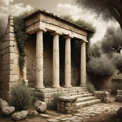 greek temple,roman temple,temple of diana,artemis temple,temple of hercules,amphipolis,delphi,metapontum,acropolis,erechtheus,mausoleum ruins,erechtheion,laodicea,ancient house,herakleion,messene,ancient city,leptis,tholos,tiryns,Illustration,Paper based,Paper Based 29