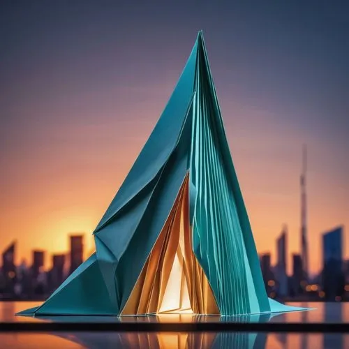 Modern skyscraper, futuristic design, sleek lines, metallic materials, reflective glass, angular structure, intricate details, cityscape background, urban atmosphere, evening time, warm lighting, neon