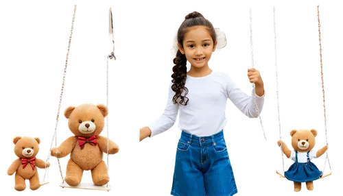 Childhood memories, nostalgic atmosphere, girl growing up, multiple ages (5-18yo), various hairstyles (curly, straight, ponytail), different clothing styles (dress, t-shirt, jeans), school uniforms, b