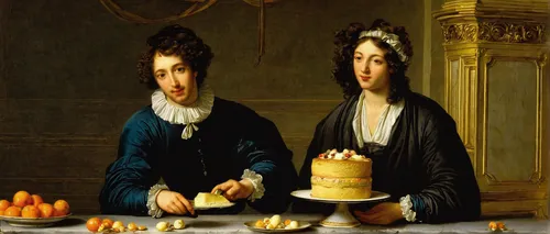 pommes dauphine,bellini,young couple,prussian asparagus,tangerines,mandarins,woman eating apple,hors' d'oeuvres,partiture,petit gâteau,woman holding pie,meticulous painting,cuisine classique,orange cake,courtship,bougereau,marzipan figures,confiture de lait,apéritif,crème anglaise,Art,Classical Oil Painting,Classical Oil Painting 33