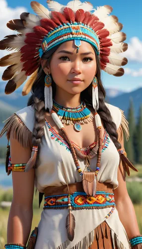 pocahontas,maya,cheyenne,tribal chief,american indian,native american,cherokee,the american indian,amerindien,moana,tipi,native,aztec,incas,inka,chief,agnes,indian headdress,warrior woman,adelita,Illustration,Japanese style,Japanese Style 02