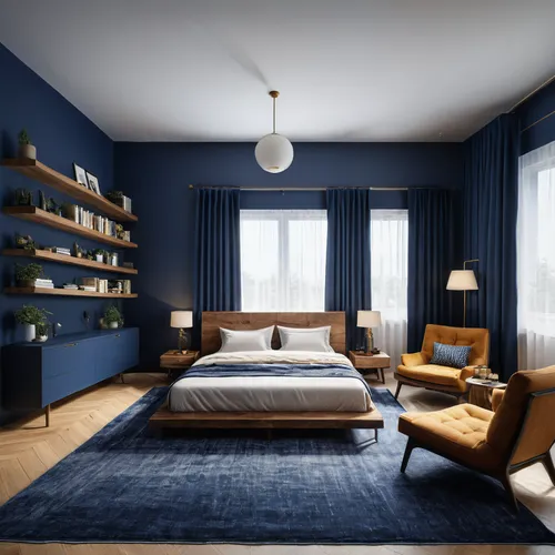 blue room,modern room,bedroom,modern decor,danish room,interior modern design,contemporary decor,great room,interior design,navy blue,scandinavian style,blue pillow,guest room,3d rendering,sleeping room,dark blue and gold,danish furniture,search interior solutions,interior decoration,guestroom,Photography,General,Natural