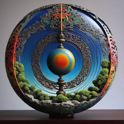 dharma wheel,circular ornament,alethiometer,japanese garden ornament,orrery,japanese lamp,terrestrial globe,gyroscope,decorative plate,harmonia macrocosmica,glass sphere,glass painting,hemispheric,oriental lantern,mandala,majolica,orb,japanese art,fractals art,tansu,Illustration,Black and White,Black and White 17