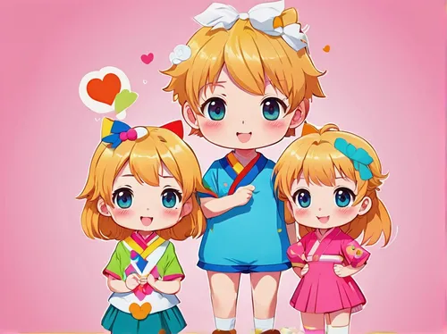 kawaii children,chibi kids,chibi children,triplet lily,lily family,honoka,children girls,little angels,lion children,little girls,chibi,children's background,acerola family,birthday banner background,cute cartoon image,children's birthday,ginger family,trio,love live,children,Illustration,Japanese style,Japanese Style 02