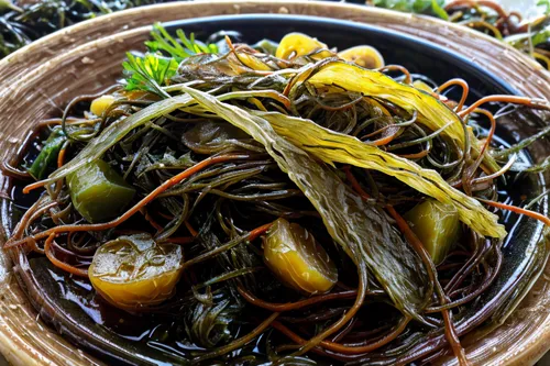 makguksu,sea salad,seaweed,wakame,macroalgae,kombu,guksu,korean side dish,yuyuan,kelp,cuscuta,guyuan,tteok,dolma,escabeche,composted,wuyuan,bibimbap,doenjang,vegetable broth