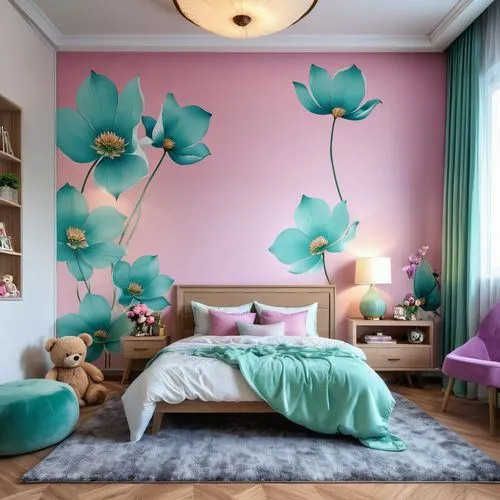 flower wall en,nursery decoration,decore,children's bedroom,decors,wall decoration,fromental,decortication,interior decoration,wallcoverings,the little girl's room,decorously,flower painting,kids room,redecorate,decorates,modern decor,danish room,great room,wall decor,Photography,General,Realistic