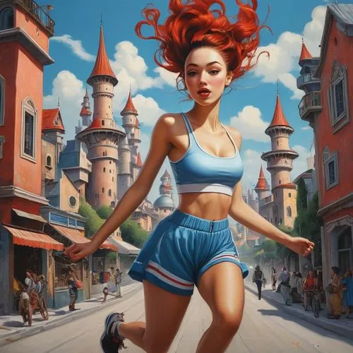 female runner,donsky,running,free running,marathoner,correr,Illustration,Realistic Fantasy,Realistic Fantasy 07