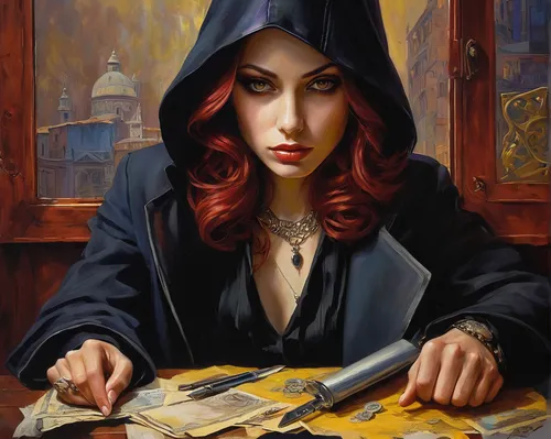 fortune teller,gambler,clue and white,ball fortune tellers,dealer,woman playing,chess player,dice poker,poker set,fortune telling,sorceress,poker,investigator,gothic portrait,woman at cafe,black widow,fantasy art,mafia,poker primrose,suit of spades,Illustration,Realistic Fantasy,Realistic Fantasy 30