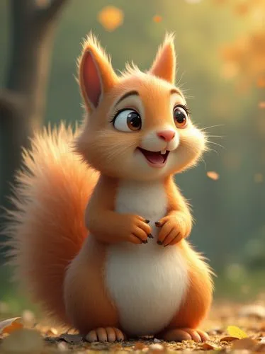 cute fox,squirell,adorable fox,little fox,cute cartoon character,squirreled,Photography,General,Realistic