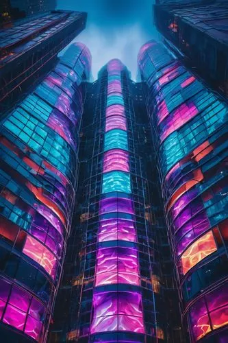 vdara,colored lights,largest hotel in dubai,glass building,purpleabstract,colorful light,escala,hypermodern,futuristic,colorful city,kaleidoscape,skyscraper,dubai marina,miami,titanum,cybercity,dubai,intense colours,colorful facade,cyberpunk,Conceptual Art,Oil color,Oil Color 23