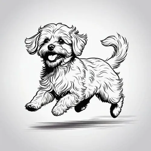 tibetan terrier,shih tzu,havanese,lhasa apso,dog illustration,norfolk terrier,bearded collie,sealyham terrier,shih-poo,cavapoo,pekingese,yorkipoo,shih poo,affenpinscher,dog drawing,cavachon,petit basset griffon vendéen,cairn terrier,dog line art,skye terrier,Illustration,Black and White,Black and White 04