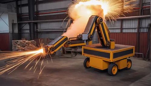 angle grinder,danger overhead crane,gas welder,industrial robot,forklift piler,blow torch,yellow machinery,rocket-powered aircraft,heat gun,impact drill,welder,steelwool,heavy machinery,fireworks rockets,automotive exhaust,industrial security,molten metal,steelworker,fork lift,torque screwdriver,Photography,General,Realistic