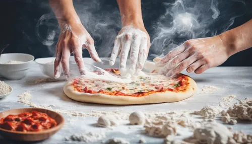 Get your hands messy and knead a homemade pizza dough with plain flour.,pizza dough,pizza topping raw,pizza topping,stone oven pizza,dough,pizza stone,pizza oven,pan pizza,the dough,california-style p