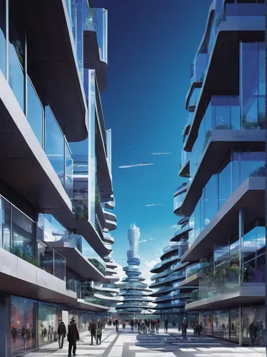 Imagine a futuristic cityscape in Fulda.,futuristic architecture,sky space concept,kirrarchitecture,glass facade,glass facades,sky apartment,futuristic landscape,barangaroo,smart city,urban design,aut