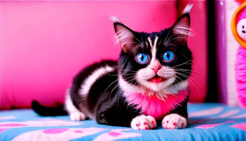 blue eyes cat,cat with blue eyes,cat on a blue background,pink cat,bluesier,the pink panter,cat kawaii,kittenish,blue eyes,bluie,cute cat,doll cat,lolly,alberty,cat look,blukat,cartoon cat,cat's eyes,kitschy,frideswide,Illustration,Realistic Fantasy,Realistic Fantasy 19