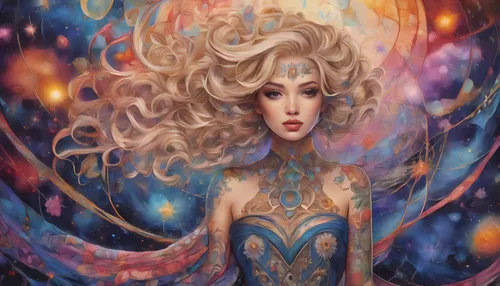 zodiac sign libra,zodiac sign gemini,fantasy portrait,virgo,fairy galaxy,opal,andromeda,star mother,aquarius,nebula,magicienne,astronema,aurora,galaxia,fairie,sirena,zodiac sign leo,fantasia,astral traveler,fantasy art,Conceptual Art,Fantasy,Fantasy 14