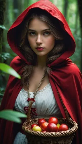 red riding hood,little red riding hood,red coat,fairy tale character,sorceresses,mabon,Conceptual Art,Fantasy,Fantasy 11