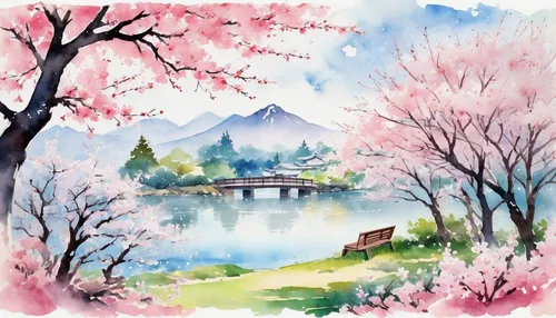 watercolor background,japanese sakura background,sakura trees,takato cherry blossoms,the cherry blossoms,cherry blossoms,landscape background,springtime background,cherry blossom festival,sakura tree,japanese floral background,sakura blossoms,watercolor,sakura blossom,japanese cherry trees,sakura background,spring blossoms,cold cherry blossoms,cherry blossom japanese,japanese cherry blossoms,Illustration,Paper based,Paper Based 25