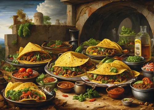 mexican foods,mediterranean cuisine,sicilian cuisine,latin american food,vegetables landscape,tex-mex food,tacos food,mexican food,cornucopia,food collage,mediterranean food,spanish cuisine,southwestern united states food,saladitos,turkish cuisine,culinary art,iranian cuisine,food icons,tacos,jewish cuisine,Art,Classical Oil Painting,Classical Oil Painting 21