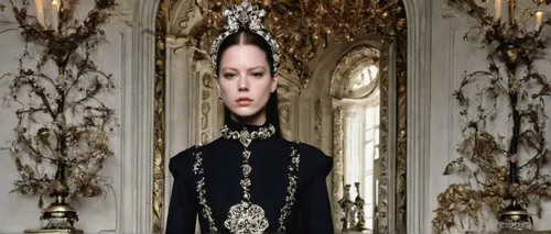 gothic portrait,baroque,the crown,victorian style,abaya,diadem,monarchy,swath,gothic style,ornate,archimandrite,doll's house,embellished,vestment,queen anne,gothic fashion,imperial coat,imperial crown,emperor,crown render,Photography,Fashion Photography,Fashion Photography 05