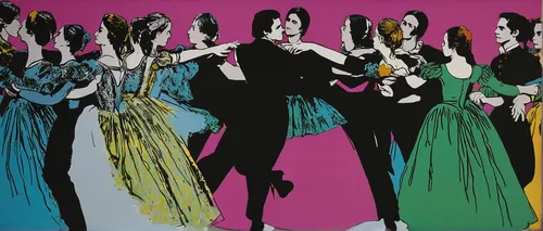 grands ballets giselle,warhol,andy warhol,rainbow jazz silhouettes,fashion illustration,women silhouettes,callas,cabaret,the carnival of venice,flamenco,ballroom dance silhouette,modern pop art,manneq