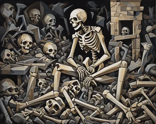 skeletons,pile of bones,vintage skeleton,skull bones,dance of death,danse macabre,skeletal,skull rowing,skull racing,day of the dead skeleton,days of the dead,vanitas,skulls bones,skeleltt,catacombs,calcium,cross bones,skulls,bones,human skeleton,Art,Artistic Painting,Artistic Painting 45