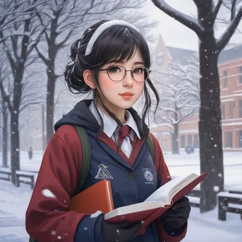 mei,girl studying,megane,schoolteacher,snow drawing,winter background,librarian,yukiko,yanmei,yumei,schoolkid,enomoto,zhiyuan,snow scene,scholar,megumi,tutor,primary school student,sumiala,study,Conceptual Art,Fantasy,Fantasy 13