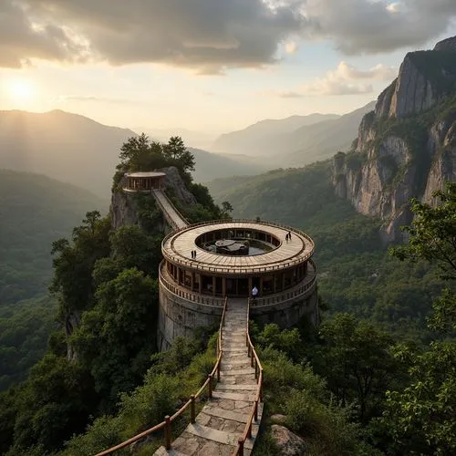 wudang,tulou,tigers nest,huangshan,lookout tower,observation tower,couloumbis,hushan,huashan,xiangshan,watch tower,wuyi,yavin,huangshan mountains,watchtower,walhalla,helipad,winding steps,tailandia,zhangjiagang