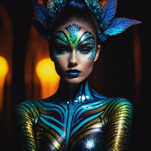 neon body painting,body painting,bodypainting,bodypaint,fairy peacock,blue enchantress,masquerade,body art,faerie,water nymph,peacock,face paint,fantasy portrait,venetian mask,blue peacock,faery,merfolk,the enchantress,cirque du soleil,fantasy woman,Photography,Fashion Photography,Fashion Photography 14