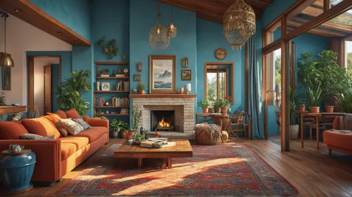 living room,livingroom,sitting room,interior design,fire place,the living room of a photographer,hardwood floors,home interior,fireplaces,fireplace,interiors,family room,great room,loft,beautiful home,modern decor,mid century modern,mid century house,teal and orange,wooden floor,Photography,General,Realistic