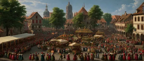 medieval market,sint rosa festival,schutzfest,nuremberg,braunschweig,freiburg,kefermarkt,village festival,ancient parade,city of münster,bamberg,the market,tübingen,luneburg,muenster,ulm,festival,easter festival,procession,parade,Art,Classical Oil Painting,Classical Oil Painting 25