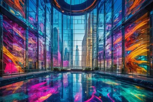 glass wall,colorful glass,glass building,futuristic art museum,glass facades,titanum,emp,glass window,vdara,hypermodern,glass facade,kaleidoscape,ngv,glass blocks,water wall,the dubai mall entrance,glass series,glass pane,galleria,reflexed,Conceptual Art,Oil color,Oil Color 23