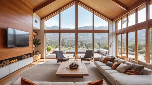 modern living room,living room,the cabin in the mountains,living room modern tv,livingroom,family room,house in the mountains,interior modern design,luxury home interior,wood window,house in mountains,modern decor,chalet,wooden beams,wooden windows,log home,contemporary decor,mid century modern,beautiful home,bonus room,Photography,General,Realistic