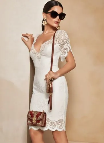 a woman wearing sunglasses and a white dress,women fashion,vintage lace,vintage fashion,kolhapure,raffia,shein,Photography,Fashion Photography,Fashion Photography 04