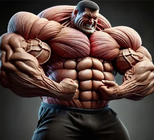 The triple super-heavyweight has huge muscles and enormous muscles that look like he is flexing his massive muscles!,baki,musclebound,muscle man,pec,body building,physiques