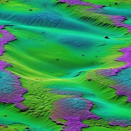 seamless multi colored green and purple alien planet terrain texture,topographer,venus surface,topographic,topography,seafloor,hydrogeological,bathymetry,chlorophyta,relief map,srtm,lidar,bathymetric,