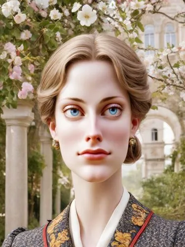 Anna, Countess Palatine of the Rhine,the face and shoulders of a statue, dressed in a dress,khnopff,doll's facial features,victorian lady,quirine,liesel,a wax dummy,Photography,Realistic