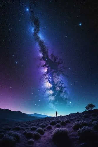 purple landscape,milky way,the milky way,the night sky,astronomy,night sky,nightsky,galactic,starry sky,astronomer,nightscape,intergalactic,spacewalker,fantasy picture,universo,magellanic,galaxy,univers,skygazers,starlight,Illustration,Black and White,Black and White 09