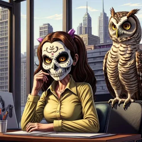 an animated woman with a white face painted on,secretarial,asahina,secretariats,office worker,receptionist,secretaries