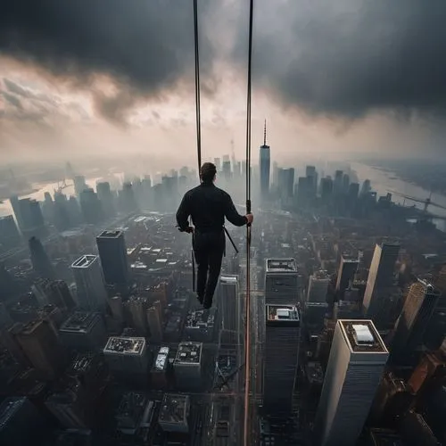 skywalking,tightrope walker,acrophobia,tightrope,vertiginous,abseil,highwire,wallenda,abseiled,skycraper,abseiling,volador,daredevils,silks,skydeck,dangling,34 meters high,conceptual photography,hanging down,skywalk,Photography,General,Fantasy