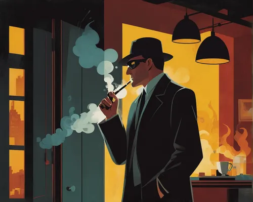 smoking man,pipe smoking,al capone,spy visual,detective,mafia,holmes,chimney sweeper,spy-glass,inspector,smoker,secret agent,spy,vintage illustration,sherlock holmes,bellow's smoker,film noir,smoking,private investigator,vector illustration,Illustration,Vector,Vector 08