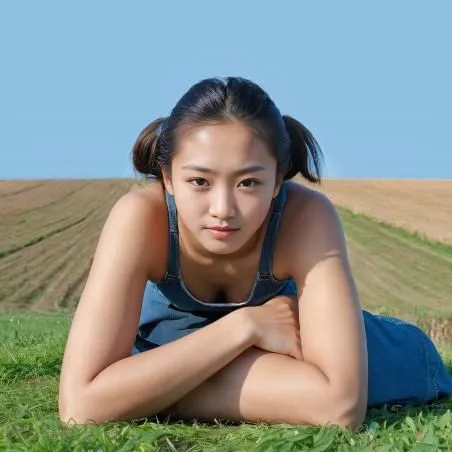 girl lying on the grass,asian woman,farm girl,on the grass,asian girl,in the tall grass,in the field,japanese woman,girl sitting,vietnamese woman,girl in t-shirt,asian,farmworker,cropland,mari makinami,female model,farm background,green background,girl on the dune,stubble field,Female,East Asians,Hair Bun,Teenager,XXS,Sleepy,Denim,Outdoor,Countryside