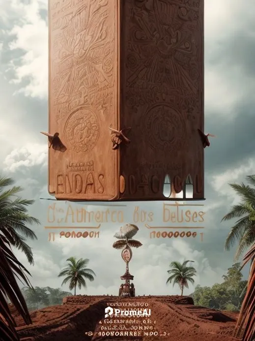 3D, CINEMATIC  TITLE MADE BY CHOCOLATE FROM COCOA WITH PRECOLUMBIAN FORESTS AND CIRCUS POLES , NO BACKGROUND LIKE A BOOK OF A CHOCOLATE LEGEND COVER
,cover,book cover,house of allah,el dorado,quran,fi