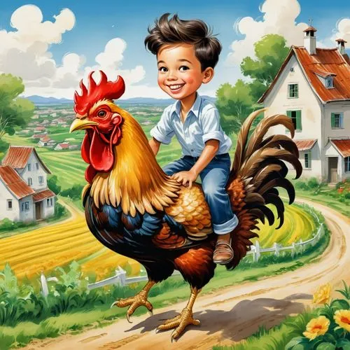 rooster,farm background,poulet,chicken farm,poule,amul,Illustration,Abstract Fantasy,Abstract Fantasy 23