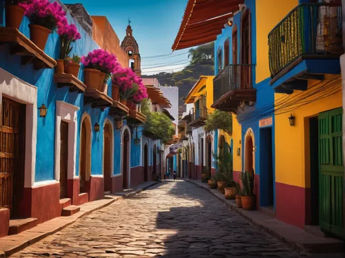 guanajuato,colorful city,curacao,cusco,antigua,the cobbled streets,tenerife,zona colonial,san juan,canary islands,quito,cartagena,spain,splendid colors,grancanaria,gran canaria,antigua guatemala,queretaro,peru,old city,Conceptual Art,Fantasy,Fantasy 17