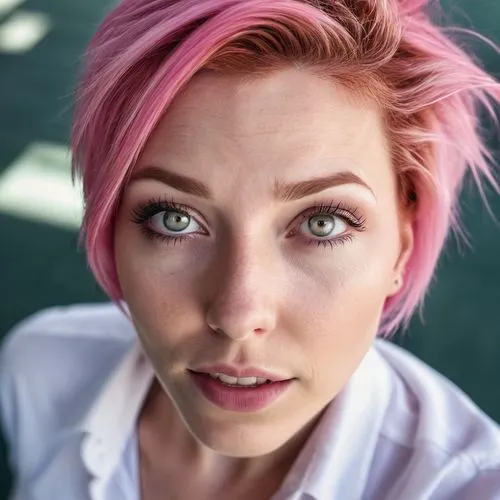 pink hair,heterochromia,wallis day,pink beauty,pink,nora,freckles,woman portrait,face portrait,natural pink,pupils,pink tie,fae,women's eyes,greta oto,pink double,portrait photography,portrait photographers,color pink,freckle,Photography,General,Realistic