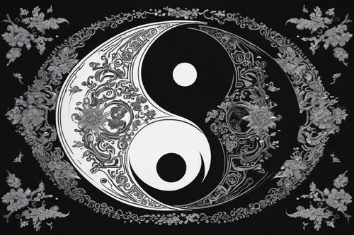 Yin-yang themed, pixel art style, symmetrical composition, black and white colors, circular shape, intricate details, bold lines, harmonious balance, opposing forces, light and dark, Taiji symbol, anc