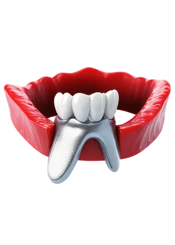 Dental implant, infected gum, red swollen tissue, pus around implant, broken abutment, titanium surface, 3D model, X-ray composition, high contrast lighting, close-up shot, macro photography, realisti