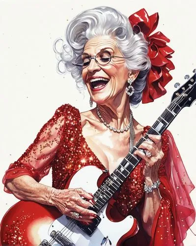 rockabella,lady rocks,supercentenarian,ukulele,stritch,yetta,Illustration,Paper based,Paper Based 09