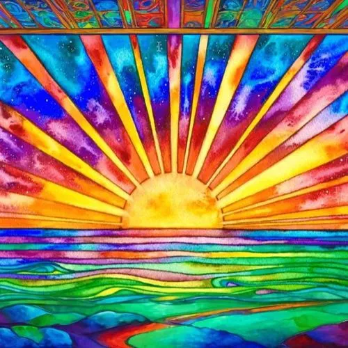 sunburst background,psychedelic art,colorful background,rainbow bridge,background colorful,colorful tree of life,rays of the sun,sunburst,sun burst,god rays,sun ray,summer solstice,colorful light,sun rays,psychedelic,vibrant,3-fold sun,divine healing energy,sunrays,solar field